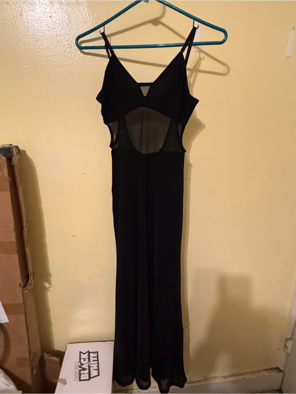 Bardot Black Sheer Cutout Spaghetti Strap Maxi Dress